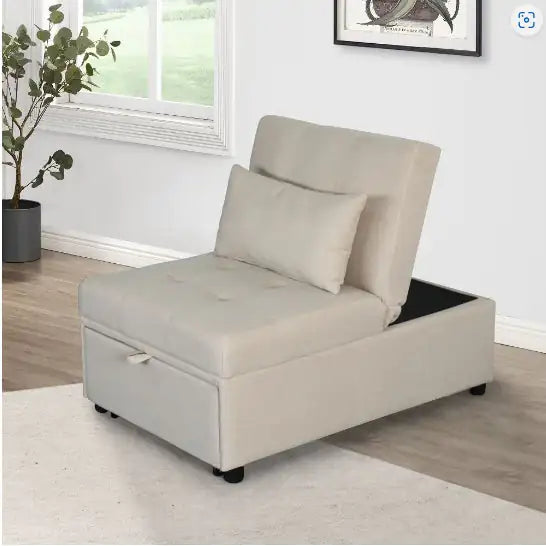Folding Ottoman Sofa Bed BLACK